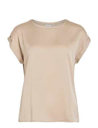Viellette S/S Satin Top - Noos Cream Vila