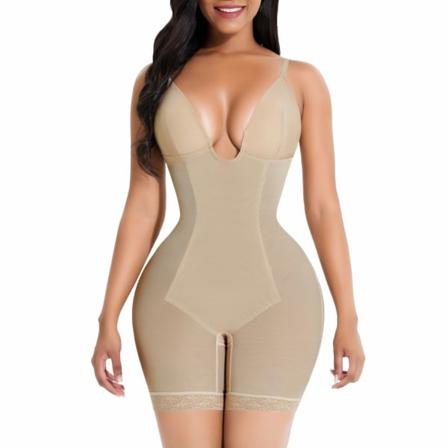 Fajas Colombianas Waist trainer Body Shaper Djup V-hals Rygglös Sexig Body Shapewear Push Up Butt Lifter Slimming Underkläder nude XXL