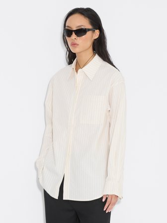 Holzweiler Loose-Fit Stripe Shirt - Ecru Stripe - Women's - Extra Large