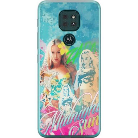 Kompatibel Mobilcover til Motorola Moto G9 Play Eventyrverden med Steve, Creeper og dyr i farverig blokgrafik