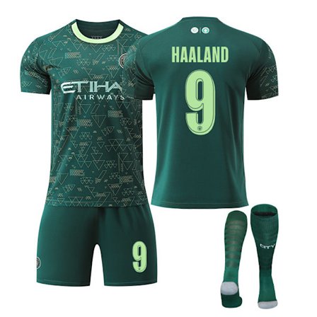 25-26 Manchester City F.C. Bortedrakter Fjerde Sett NR.9 HAALAND Barn Voksen Fotballutstyr Med Sokker
