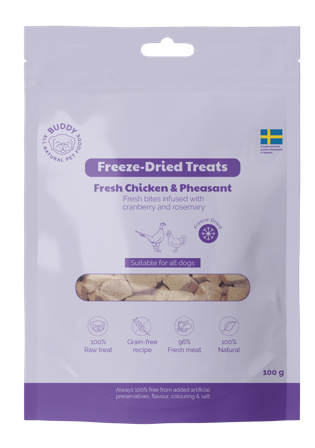 Buddy Freeze Dried Treats Raw Chicken & Phaesant 100g