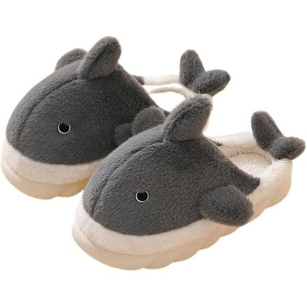 Plush Hjemmesko til Mænd og Kvinder, Tegneserie Haj Dyr Bomulds Slippers, Vinter Indendørs Varme Slippers, Bløde og Komfortable Tyksålede Sko