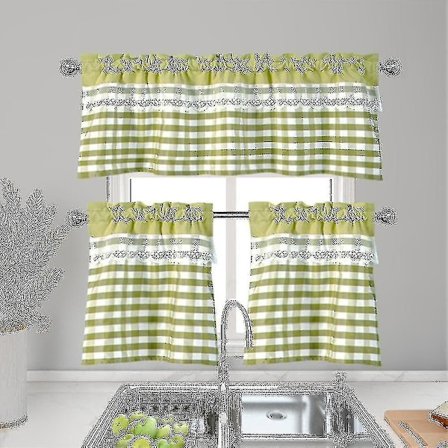 Køkken Gardiner Dekoration Vindue Gardin Luksus Cafe Valance Topper Gardiner (130cmx41cm, Gul Grøn)