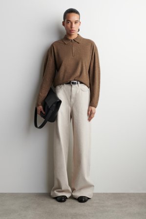 COS Women's Dial Wide Leg Jeans in Beige