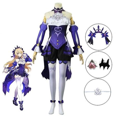 Game Genshin Fischl Von Luftschloss Narfidort Cosplay Kostym Peruk Halloween Party Kostymer Genshin Game Anime Cosplay Set Kvinna One Size