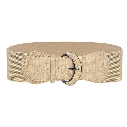 Bred dame midje belte elastisk cinch belte skinn elastisk belte for damer kjole dekorasjon(Beige)