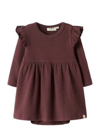 Lil'Atelier Nbfthora Hun Ls Body Dress Lil - Burgundy - 68