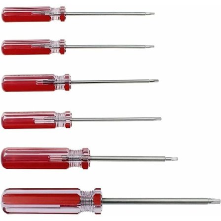 6 stk. magnetisk trekant skrutrekker sett - 1,8 mm, 2,0 mm, 2,3 mm, 2,7 mm, 3,0 mm, 4,2 mm bits for leketøy reparasjon og batteribytte
