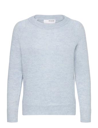 Slflulu Ls Knit O-Neck Blue Selected Femme
