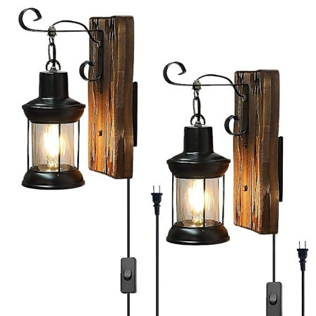 LED Vegglampe Vintage Enkelt Hode Industriell Tre