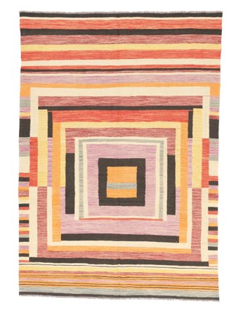 Hand Woven Kilim Modern Rug 179X253 Wool Brown/Red