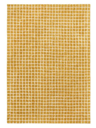 W Szachownicę Możliwość Prania Mały Linn Dywan - Żółty/Biały 140X200 Bawełna, W Nowoczesnym Stylu