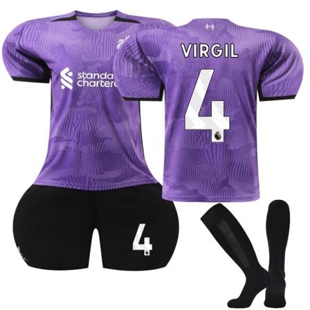 Ny 23-24 Liverpool bortefotballdrakt for barn nr 4 VIRGIL 26