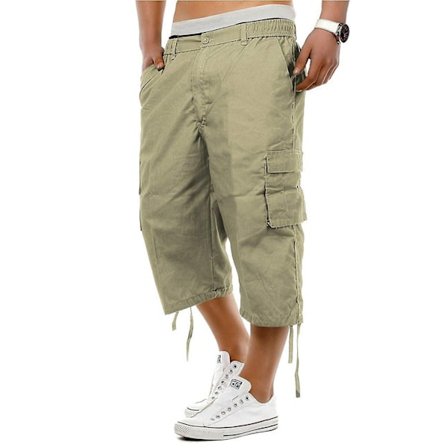 Menn Innersøm Under Knelengde Cargo Lange Shorts Casual Twill Elastisk 3/4 Capri Bukse med Glidelås Cotto-WELLNGS