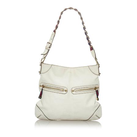 Gucci Vintage, Pre-owned Capri Ranch Kid Leather Hobo Bag Wit, Dames, Maat:ONE Size
