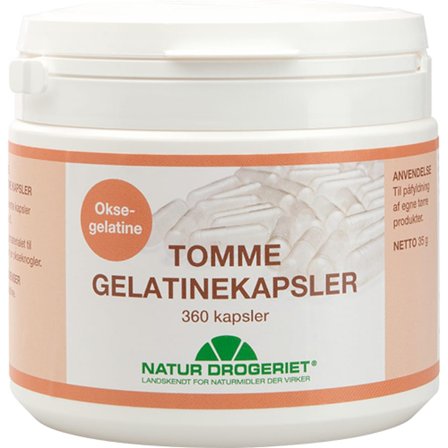 Natur Drogeriet Gelatine tomme kapsler 360 stk., Helse & Madvarer, Helse & Madvarer, Øvrigt