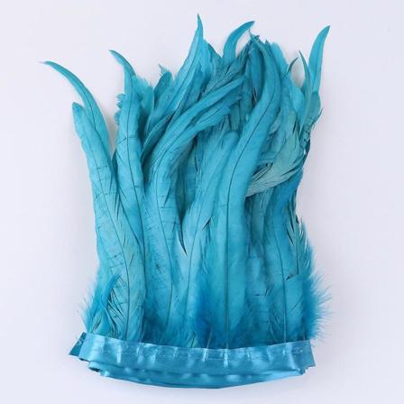 25-30 cm kukon höyhenet reunat hapsut värjätty värikäs luonnollinen kukko höyhen nauha juhla puku vaatteet päähine koristelu Db peacock blue 25-30 cm