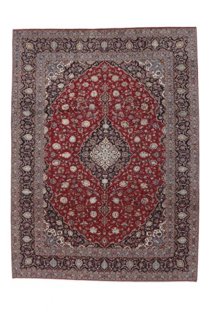 Noué À La Main Kashan Tapis 258X360 Persan De Laine Rouge Foncé/Noir Grand