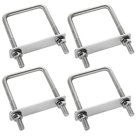 4 Stycken Fixeringsklämmor, U-bultfixering, U-bult, Takboxfixering, Hållbar Ram, Rostfritt Stål Fyrkantig