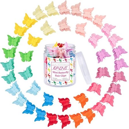 50 st Fjärilshårklämmor Pastell Hårklämmor Mini Söta Klämmor Hårtillbehör för Hår 90-tal Flickor Kvinnor med Låda Paket, Matta Färger