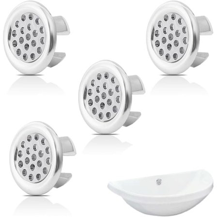 Pieces Vask Overløpsring, Overløpspluggring, Rundt Hull Vask Trim, Vask Overløpsring Overløpsdeksel, Vask Overløpsplugg