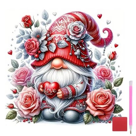 Valentinsdag nisse Diamant Kunst Sæt til Voksne, DIY Fuld Runde Diamant Maleri Sæt, 5D Diamant Prik Sæt til Voksne, Kunst Håndværk til Hjem 