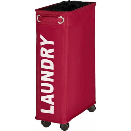 Kapea pyykkikori, pyörillä varustettu pyykkikori, Corno punainen, Polyesteri, 43 l, 18,5 x 60 x 40 cm