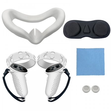 Tilbehørssæt til Oculus Quest 2, Oculus/meta Quest 2 Vr-øretelefoner Silikone maske, med beskyttende håndtagsdæksel og beskyttende linsedæksel