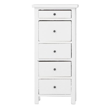 1 12 Skala Dukkehus Trekommode Hvit Miniatyr Soveromsmøbler Dukkehusdekorasjon