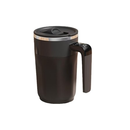 Selvblandende rejsekaffekrus 400ml med temperaturskærm, genopladelig Type-C, 316 rustfrit stål magnetomrører Black