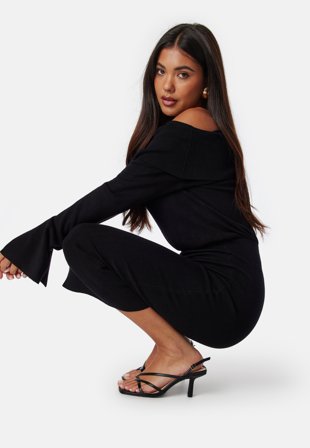 BUBBLEROOM Off Shoulder Knitted Midi Dress Klær