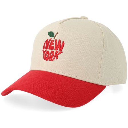 Iconic - Beige adjustable Keps - New York Red Apple Blank Stone/Red A-Frame Adjustable @ Hatstore