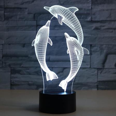 Animals Dolphin Night Light 3D Illusion lamppu lapsille, 7 väriä USB Touch pöytävalot, lasten makuuhuoneen sisustuslamput