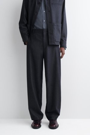 COS Men's Pantaloni Affusolati In Lana in Verde