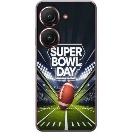 Yhteensopiva Puhelinkuori Asus Zenfone 9 Super Bowl Day juliste, jossa amerikkalainen jalkapallo valaistuksella varustetulla areenalla dramaattisessa