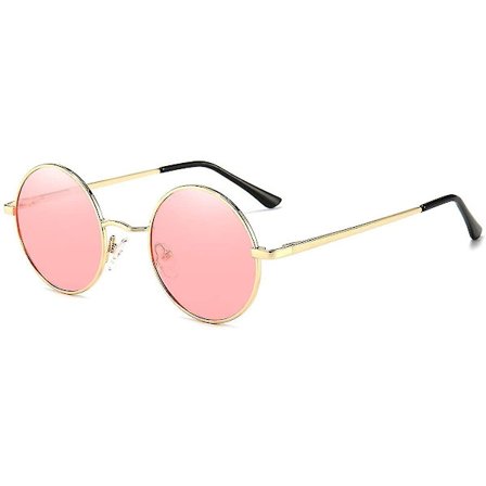 Vintage runde John Lennon polariserte solbriller for menn kvinner Circle Hippie solbriller