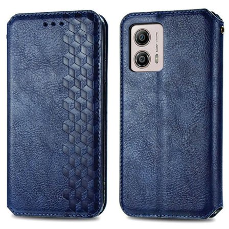 Nahkakotelo With A Stylish Rhombus Imprint For Motorola Moto G53 - Sininen