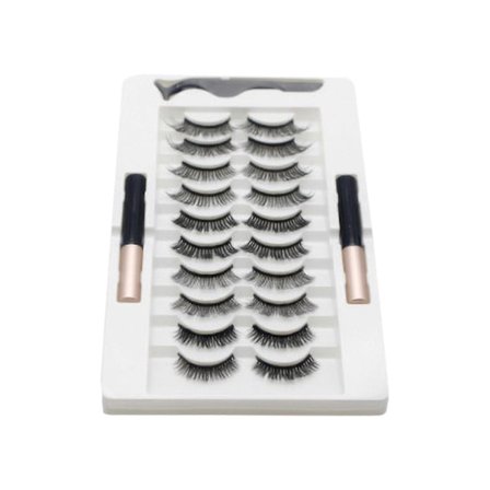 Magnetiska lösögonfransar 10 par ögonfransar 2 eyeliner set curling