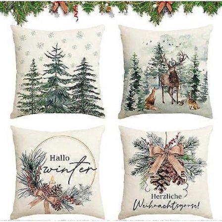 pellava koriste tyynyt, 50 x 50 cm joulutyynyliina, koristeellinen tyynyliina, joulutyynyliina, joulutyynyliina poro, tyyny