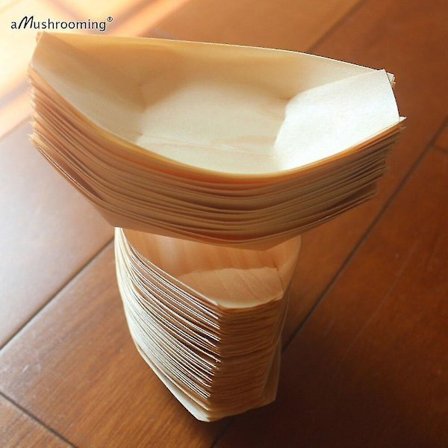 Engångstrallor i Trä för Sushi, Båtformade, 50 st