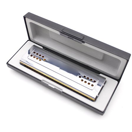 Swan 2-i-1 Dobbeltsidig Tremolo Munnspill Dural Nøkkel C&g 24 Hull Rørvindinstrument Med Polstret Boks Rengjøringsklut