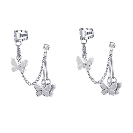 Øreringe Fashion Smykker Sommerfugl Kvast Øre Pin Kæde Dobbelt Stud Øreringe Til