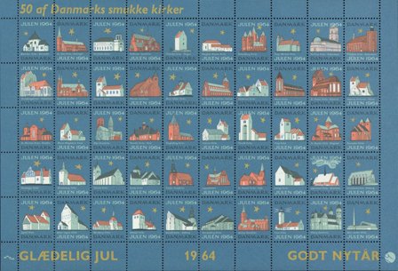 Danmark - Julemærkeark 1964 - Foldet