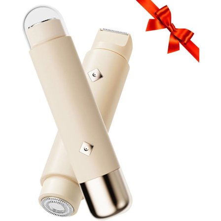 Bikini Shaver - Elektrisk bikinitrimmer til kvinder, 2-i-1 shaver med dobbelt hoved, elektrisk shaver til kvinder (beige)