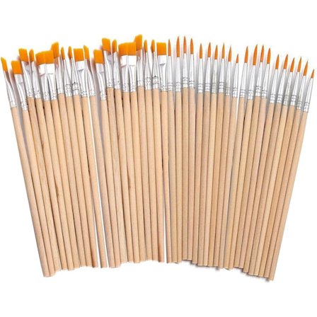 40 st penselset, 20 st platta penslar och 20 st runda penslar, små konstnärspenslar för konst och