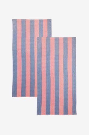 Redlunds - Happy stripe beachfrotté 80x160 2-pack - Blå - Handdukar - 80X160 - Från Homeroom