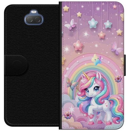 Kompatibelt Lommeboketui til Sony Xperia 10 Magisk enhjørning med regnbue manke, stjerner og sommerfugler mot en pastellhimmel med skyer
