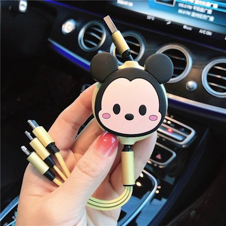 3 i 1 USB C Opladerkabel til iOS Android Foldbar Hurtig Opladning Bærbar Type 2 Adapter