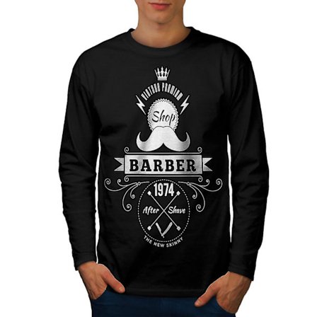 Barber Shop Herr svart långärmad T-shirt